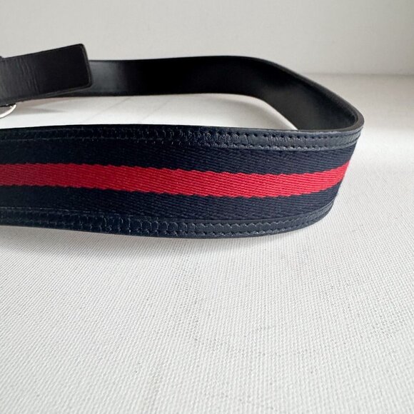 Gucci Blue Red Webstripe GG Logo Belt 38"-40" - Picture 5 of 8